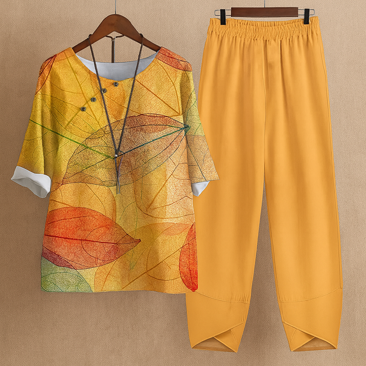 Women's elegant floral print 2 piece blouse and wide-leg pants set, perfect for summer casual wear.