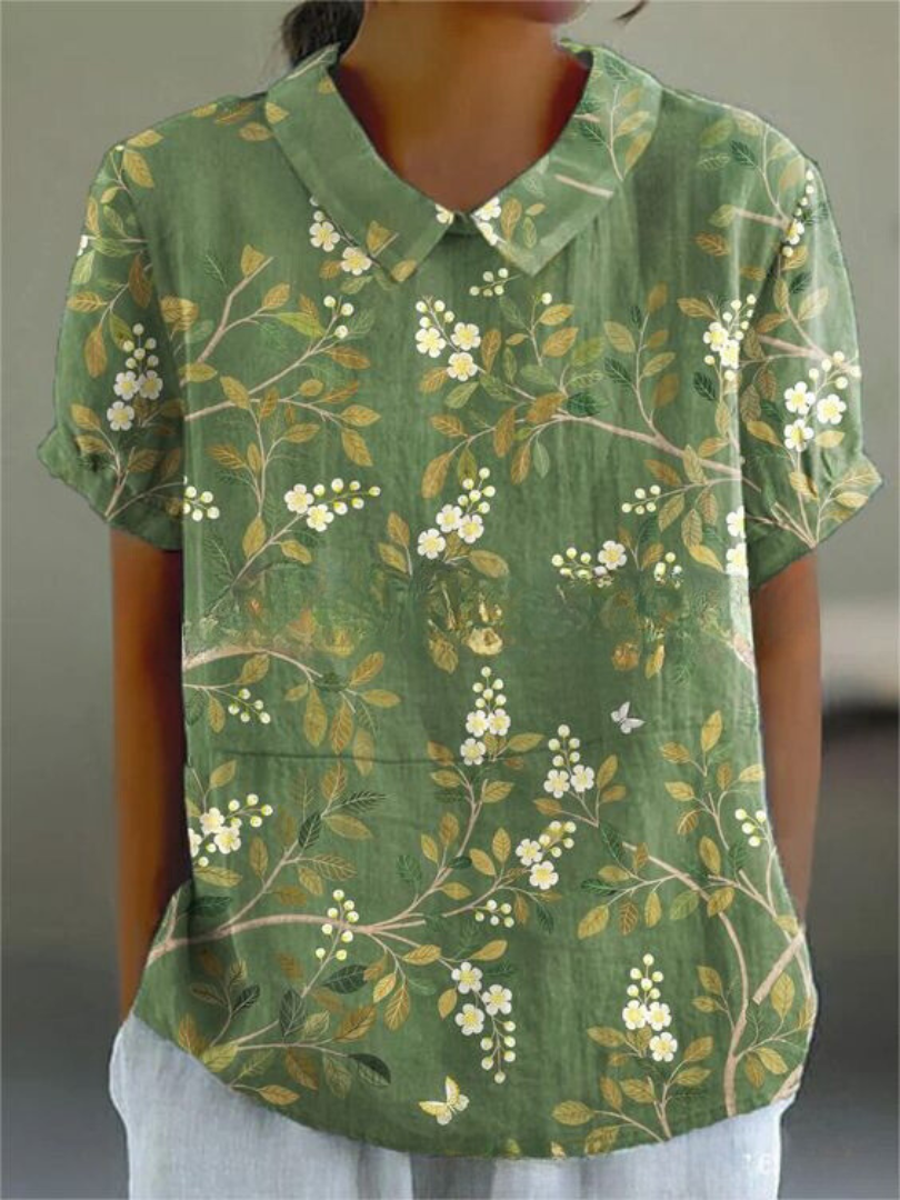 Feminine floral print women's top, a chic and effortless spring style blouse.