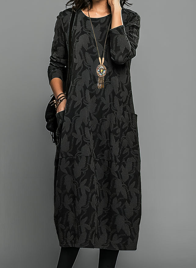 Women's formal midi dress featuring a beautiful print, suitable for elegant events