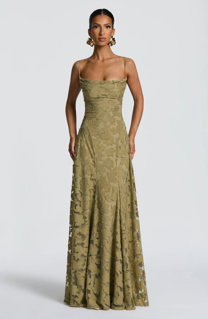 Elegant women's flowy maxi dress; comfortable and chic for any special occasion.