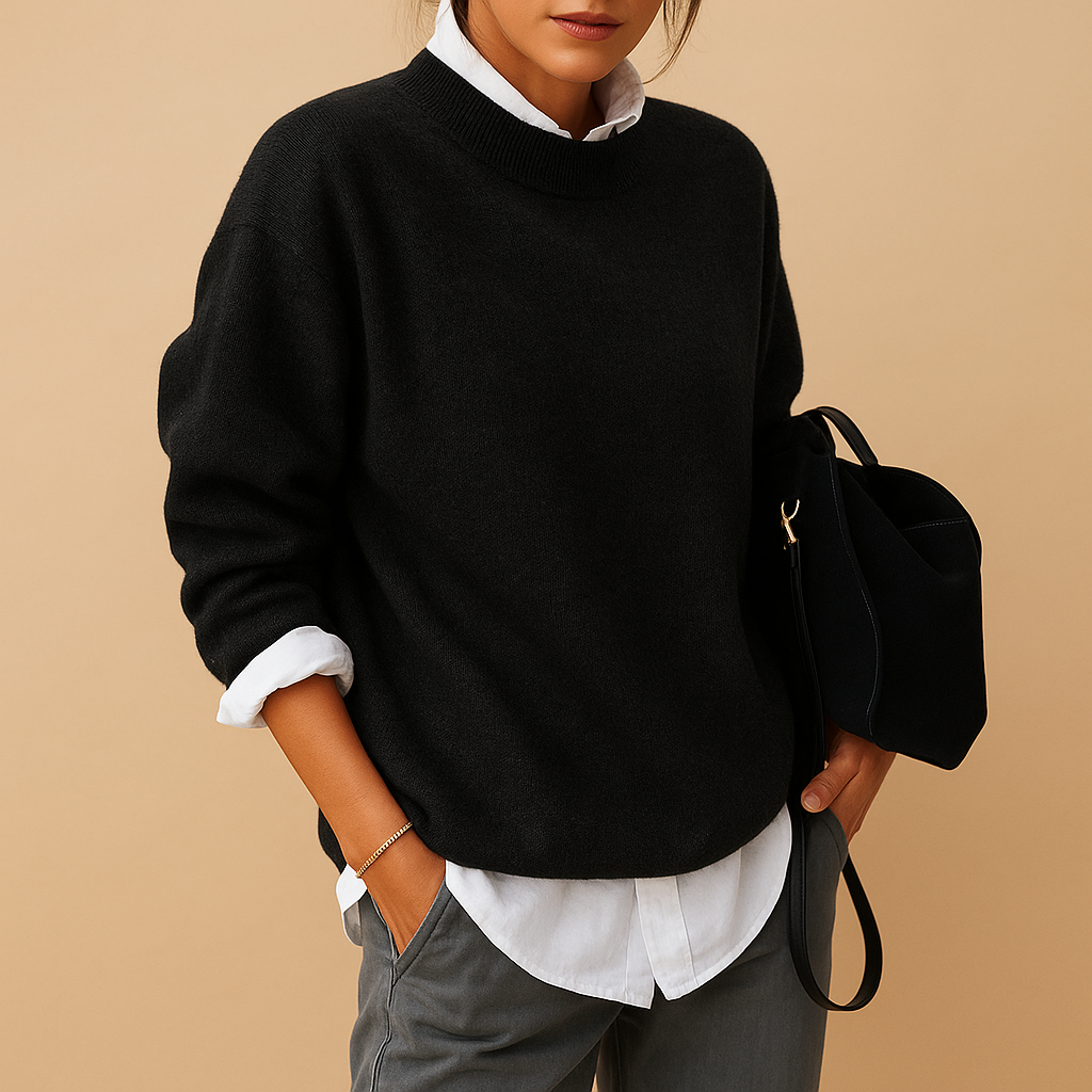 Sophisticated women's long-sleeve pullover sweater. Timeless style, comfortable knit perfect for fall & winter everyday wear.