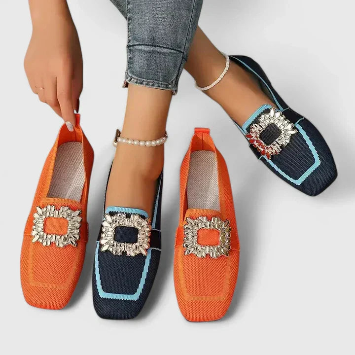 Comfortable women's flat slip-on loafers with decorative embellishments