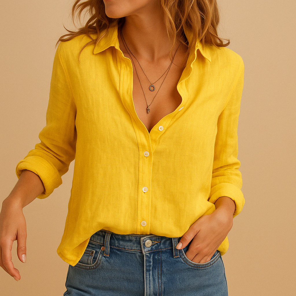 Women's flowy casual loose blouse, perfect for spring & autumn everyday wear.