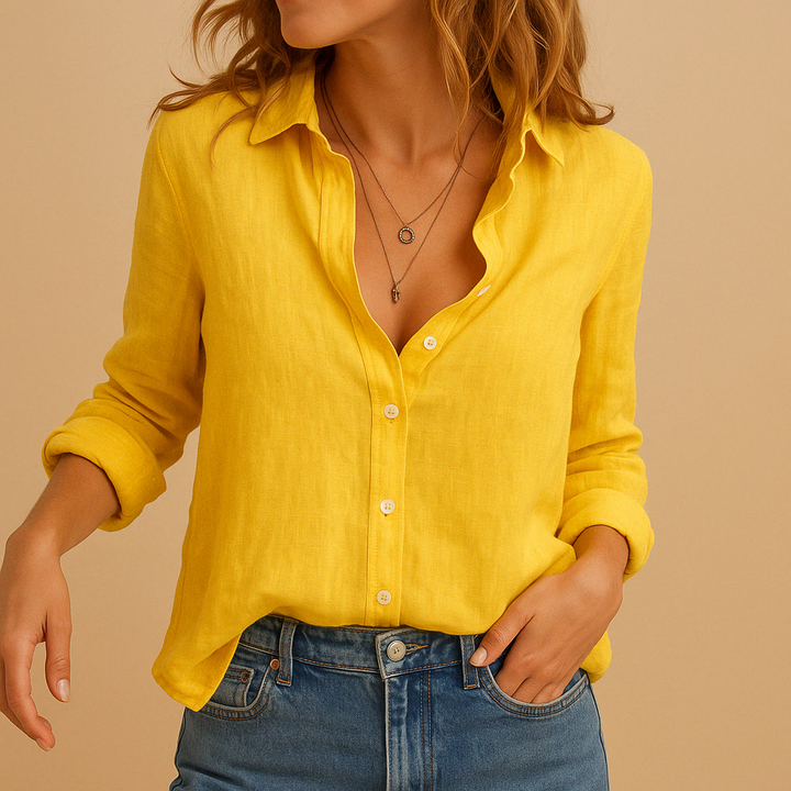 Women's flowy casual loose blouse, perfect for spring & autumn everyday wear.