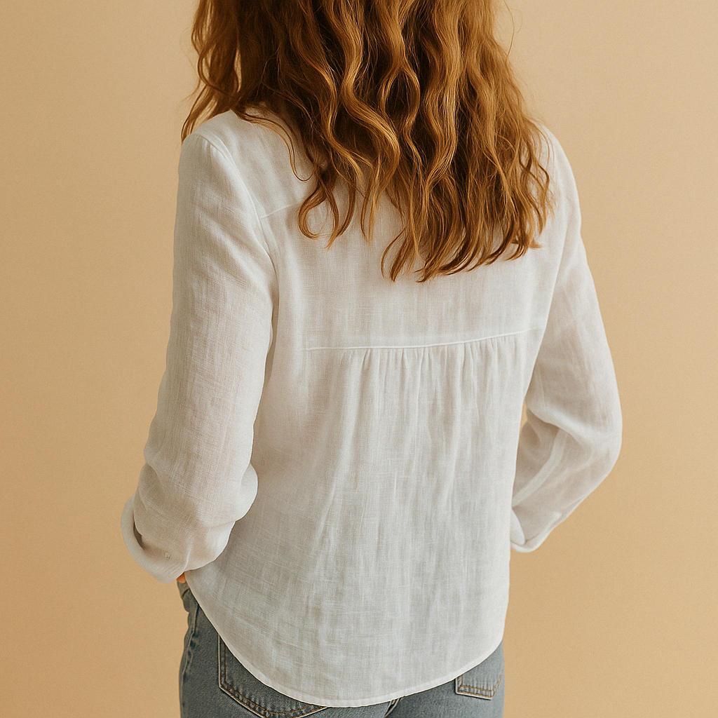 Spring/Autumn women's long sleeve flowy blouse. Loose casual top for effortless everyday style.