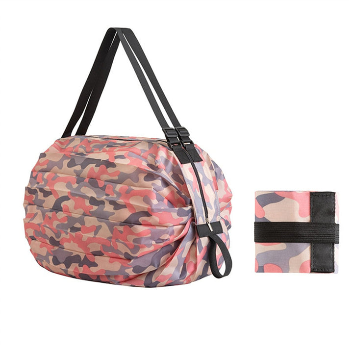 Women's large capacity reusable grocery bag in foldable design, perfect for eco-friendly shopping trips.