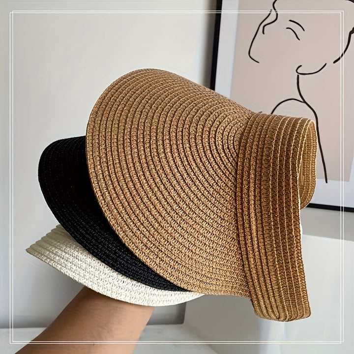 Lightweight women's foldable sun visor, wide brim design for superior sun protection & casual summer style.