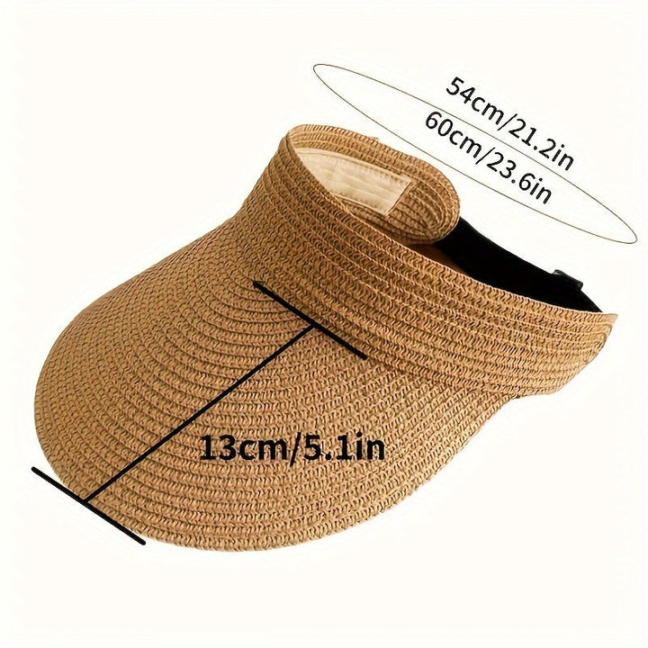 Women's wide brim foldable sun visor, perfect for beach days, gardening, or sunny outdoor adventures.