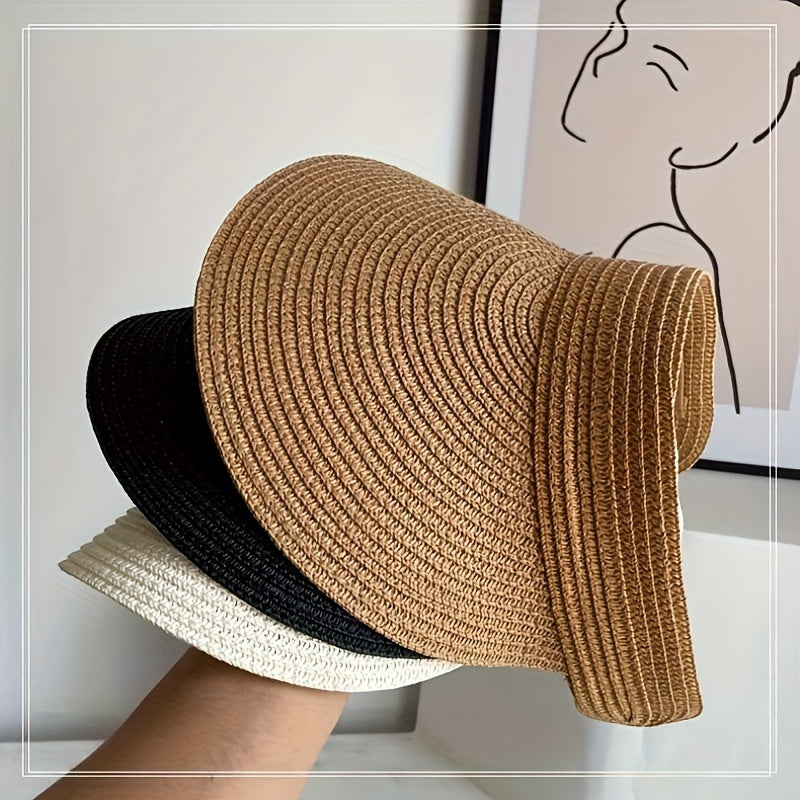 Women's foldable wide brim sun visor for UV protection. Perfect for beach & travel.