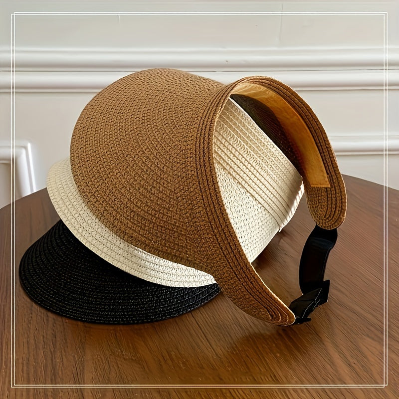 Women's foldable coffee sun visor, wide brim for maximum UV protection. Stylish summer accessory.