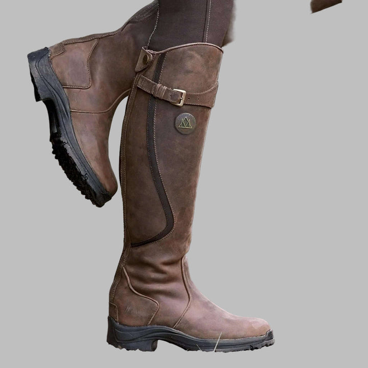 Women's Grip-Tread Equestrian Riding Boots, tall & waterproof, ideal for durable outdoor riding in all seasons.