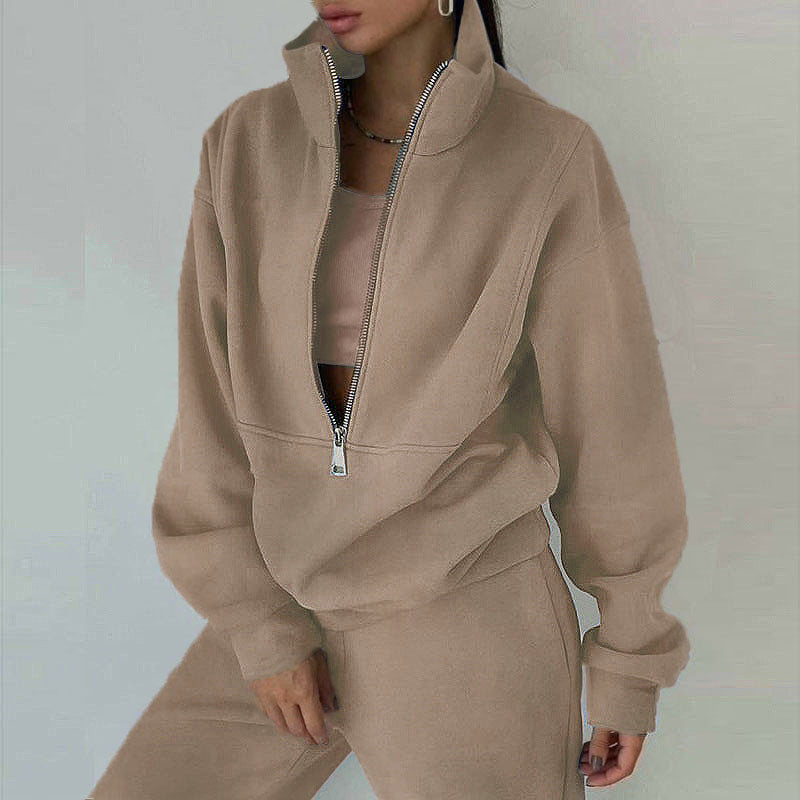 Stylish women's high-waisted joggers. Matching sweatsuit bottom, ideal for loungewear, athleisure, or travel comfort.