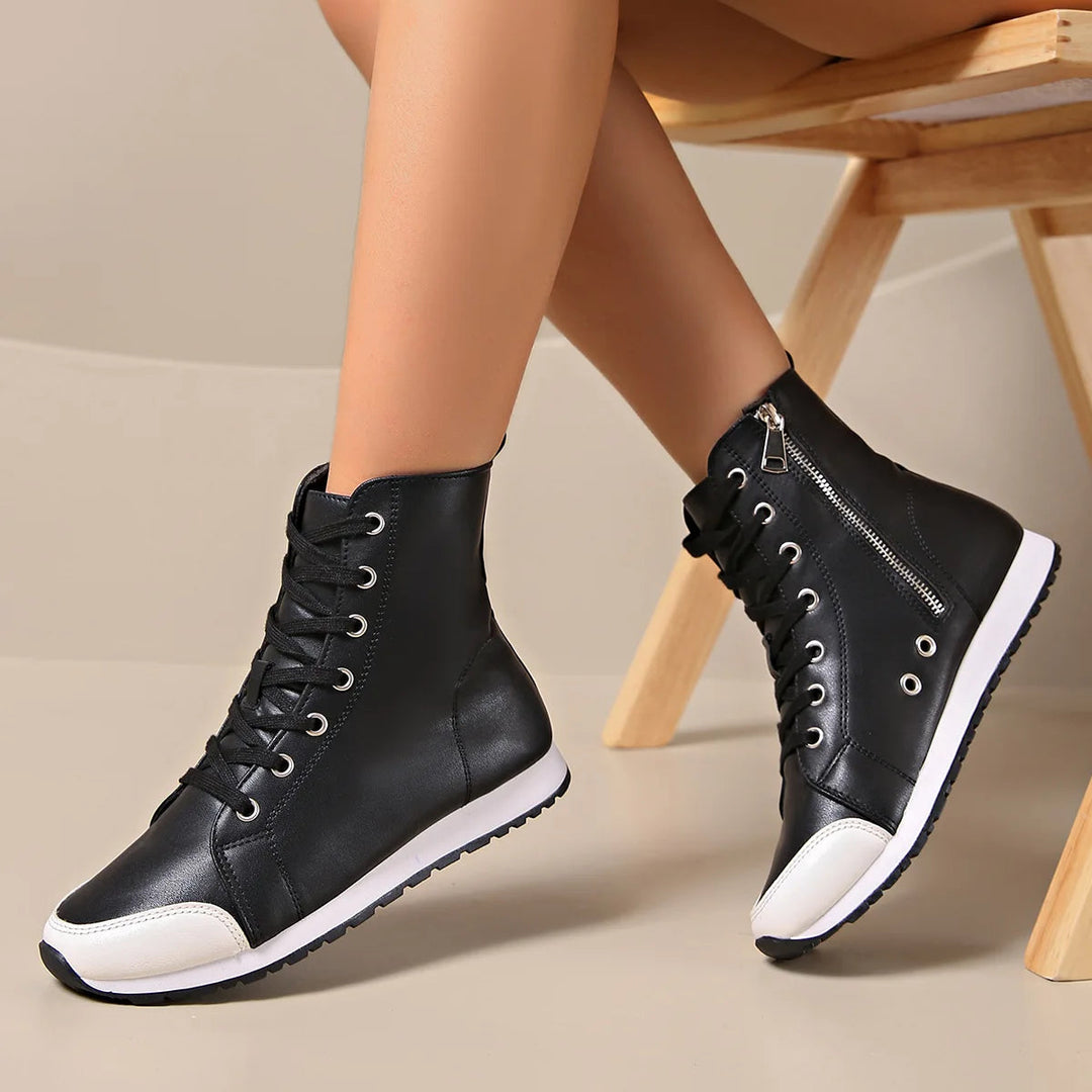 Women's high-top orthopedic sneakers with arch support for foot pain relief & all-day comfort.