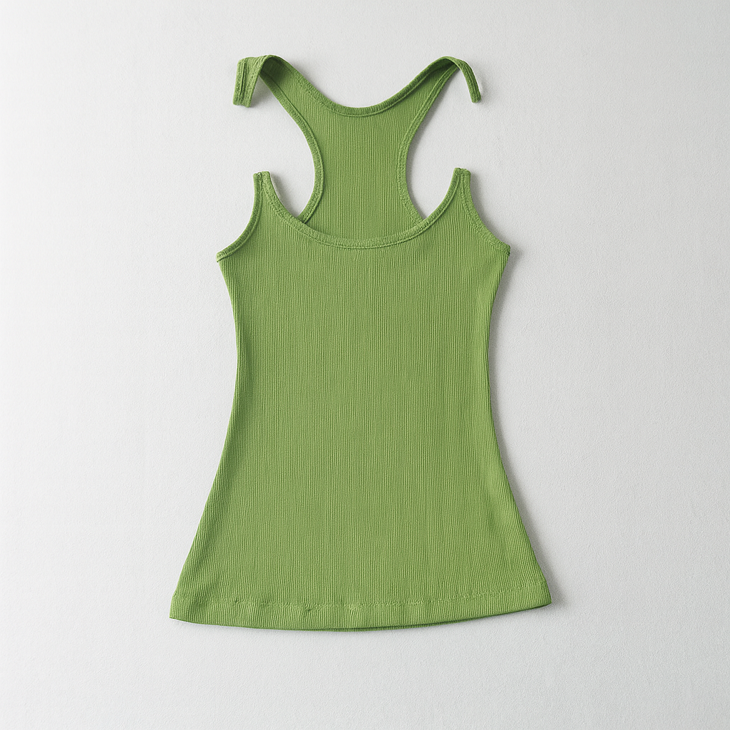 Women's invisible strap ribbed tank top, slim fit, perfect for summer fashion.