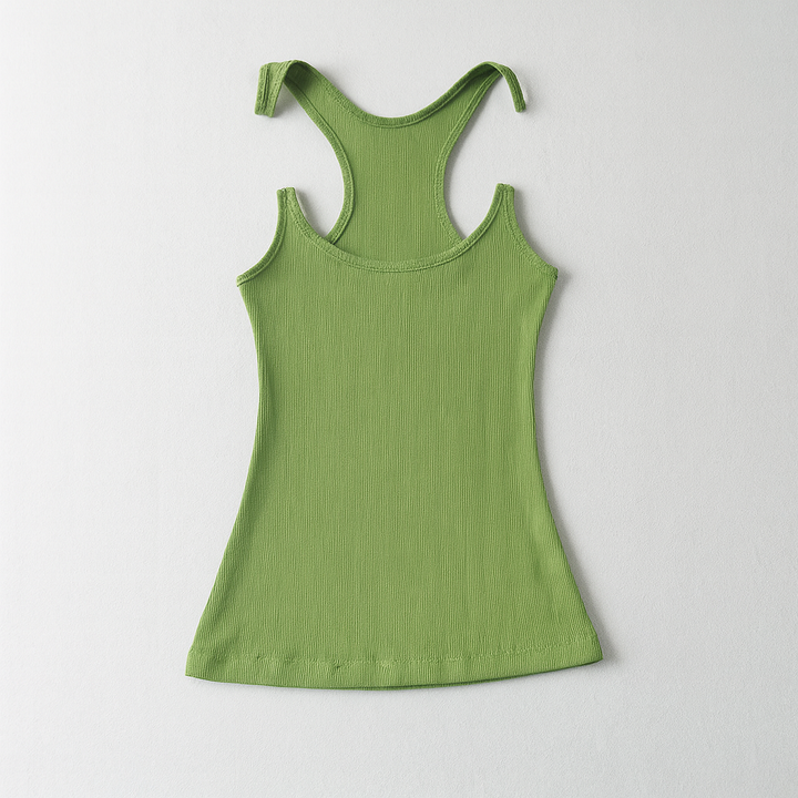 Women's invisible strap ribbed tank top, slim fit, perfect for summer fashion.