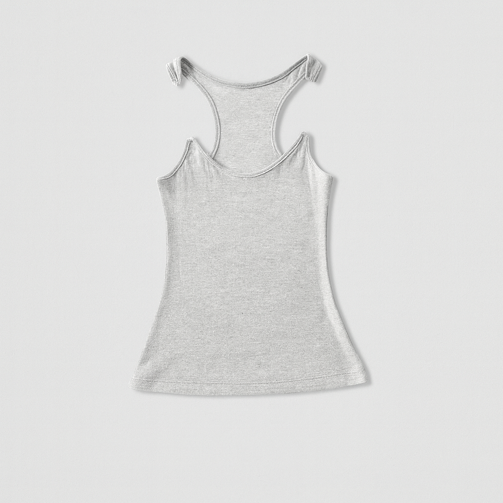 Versatile women's ribbed tank top with invisible straps, ideal for casual wear & layering.
