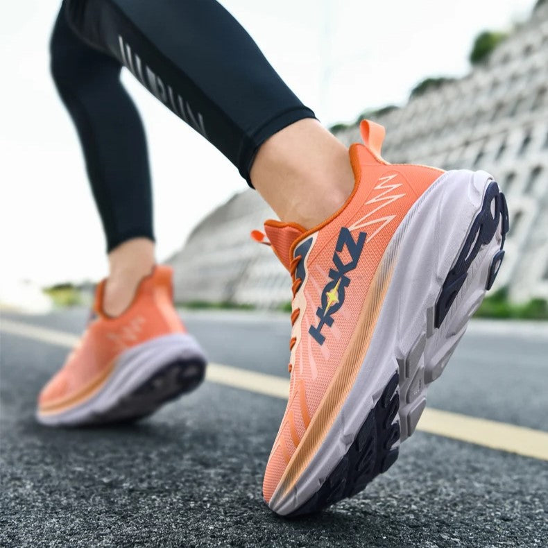 Sporty women's chunky sole sneakers, lace-up design for comfortable running & athletic training. Versatile footwear.