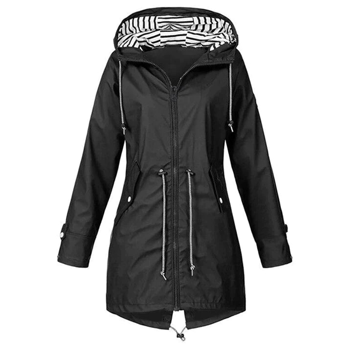 Women's lightweight hooded raincoat in a vibrant color, perfect for spring showers