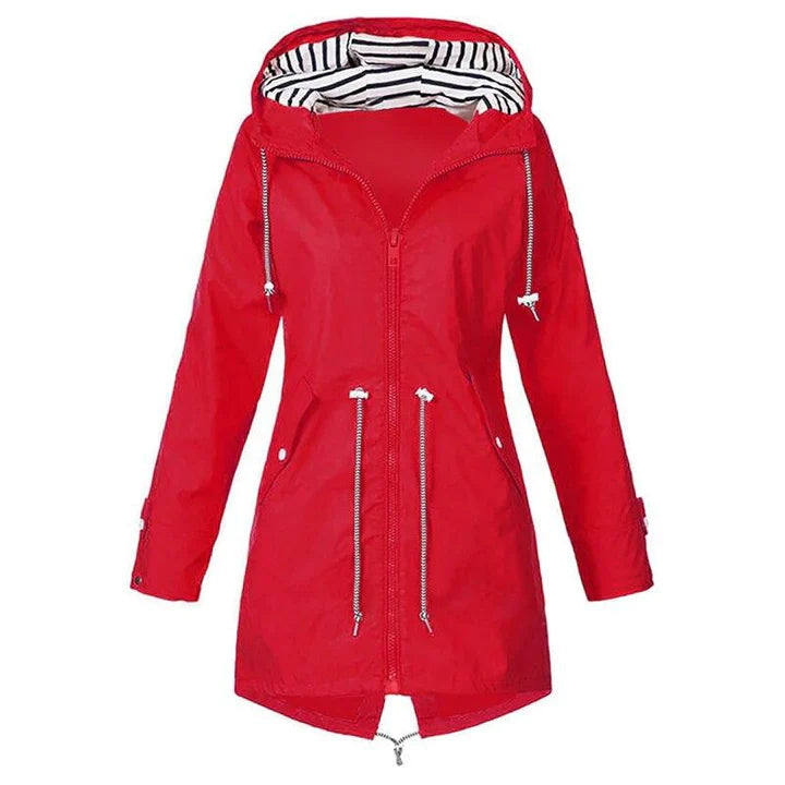 Casual women's water-resistant hooded jacket, ideal for fall outerwear