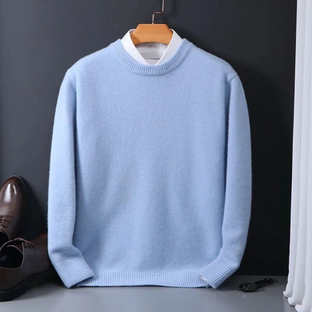 Cashmere blend sweater for women, featuring a soft knit and long sleeves, ideal for luxury comfort apparel.