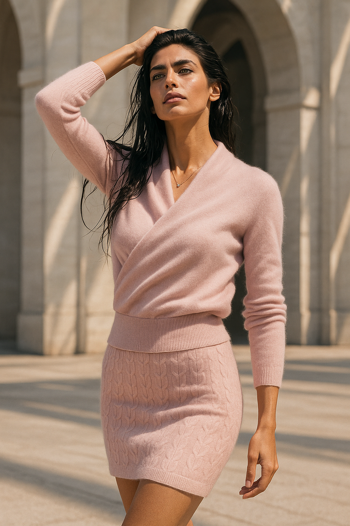 Women's Luxe Cashmere Knit Crossover Sweater, soft and elegant, perfect for winter fashion