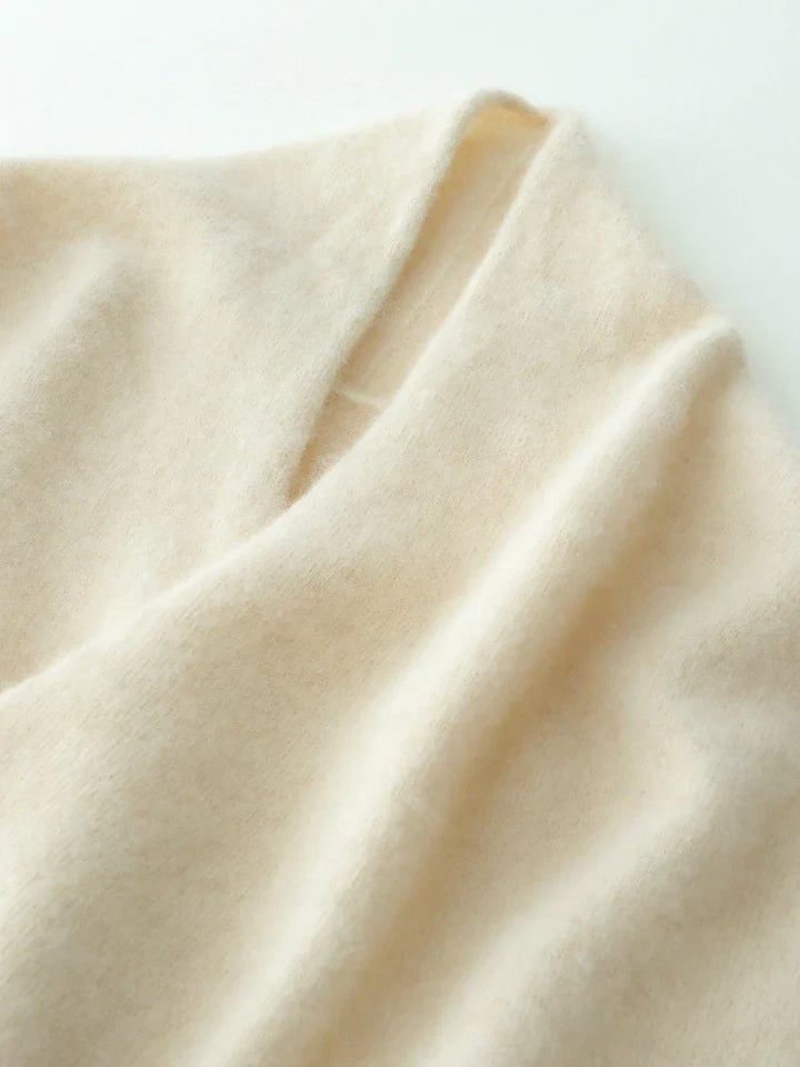 Women's luxurious top, the cashmere knit crossover sweater, a blend of comfort and high fashion