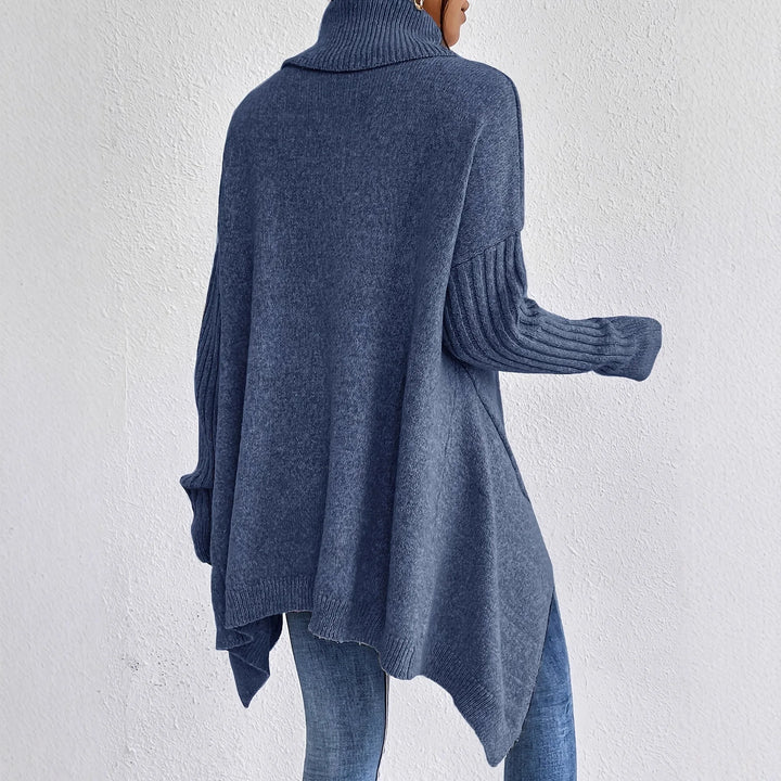 Navy blue cashmere turtleneck sweater for women, luxury warm pullover, chic fashion apparel