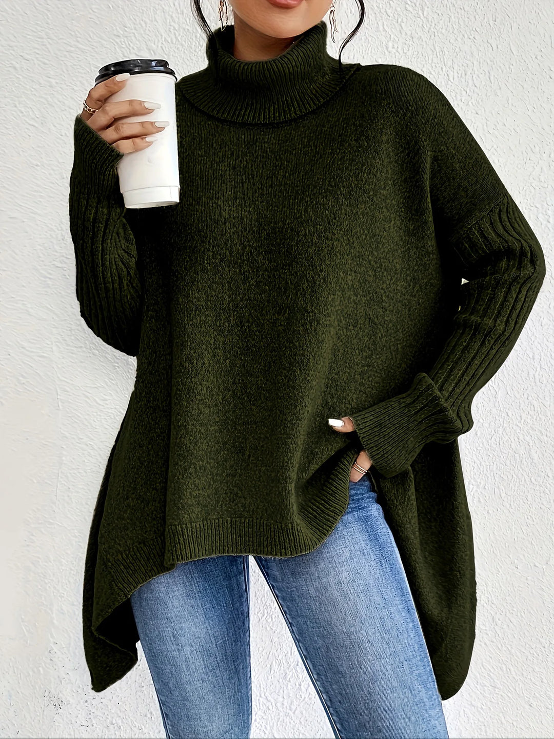 Apricot cashmere turtleneck, luxurious and warm sweater for women, perfect for cold weather