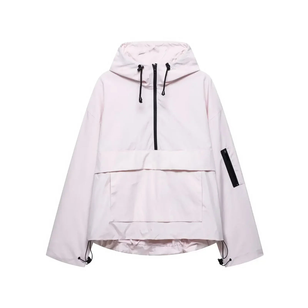 Outerwear women's minimalist winter hooded jacket, offering warmth and style for ski and snowy conditions