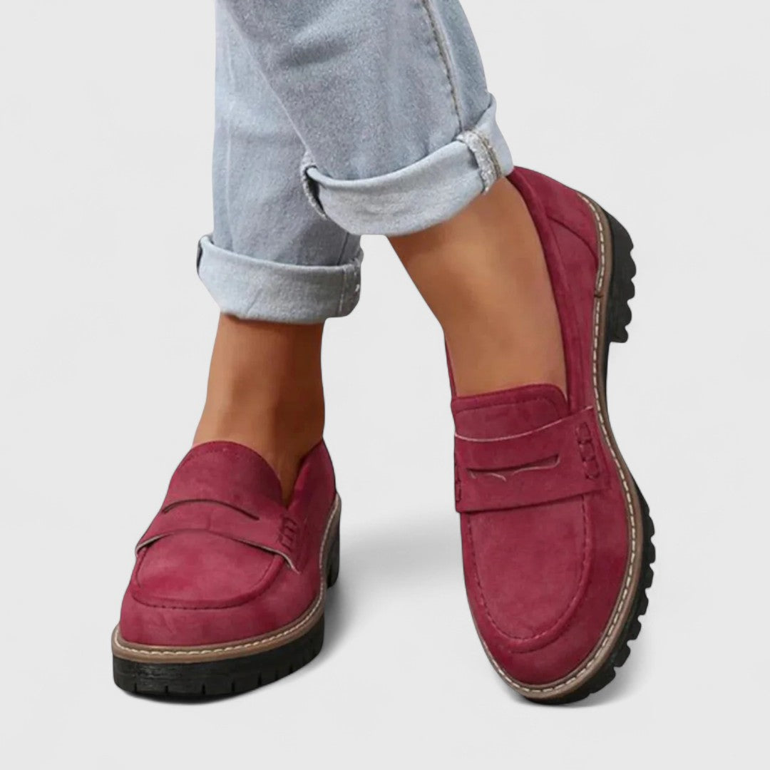 Women's orthopaedic slip-on loafers providing all-day support, fashionable comfort & arch support for walking.