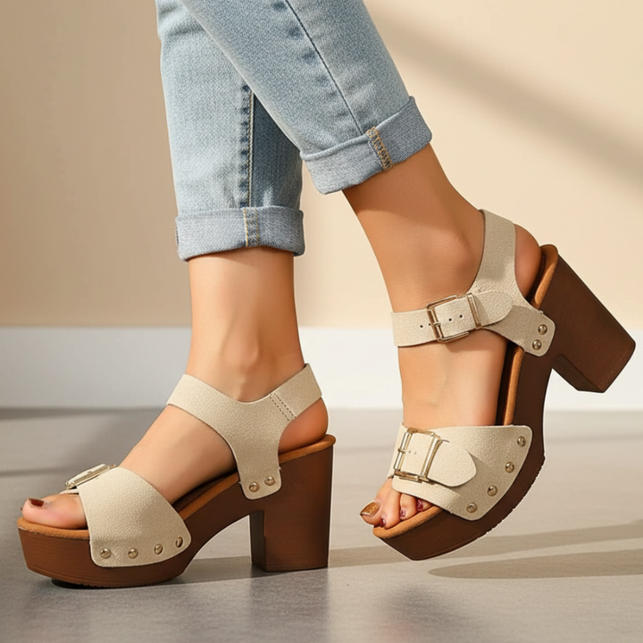 Chic women's orthopedic summer block heel sandals, combining comfort with modern style.
