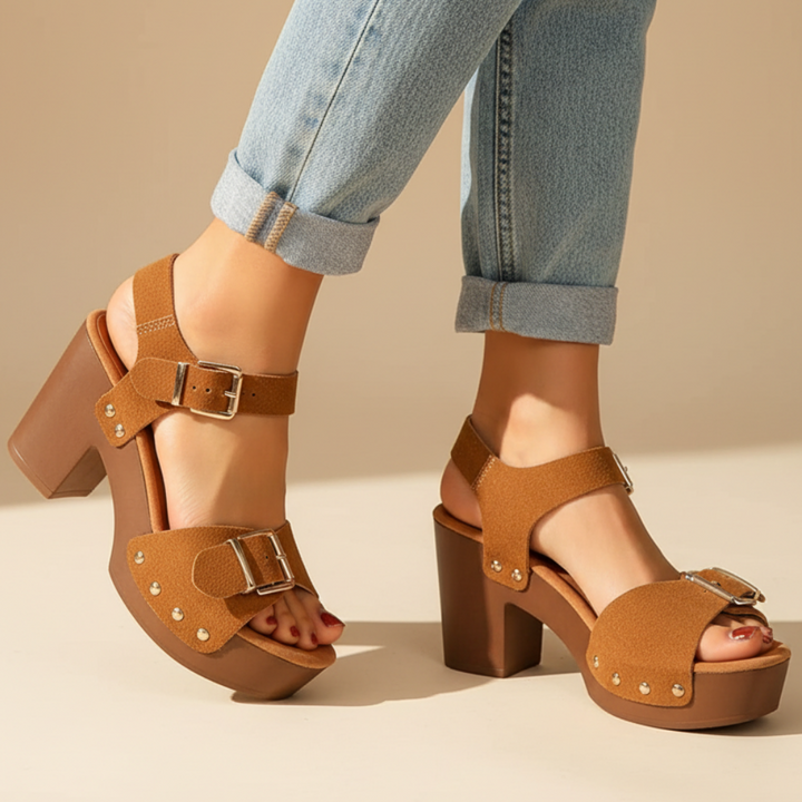 Women's comfortable summer block heel sandals, providing orthopedic support for all-day wear.