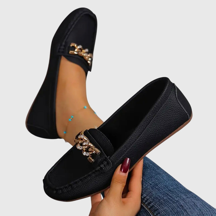 Elegant women's fashion loafers with orthopedic support. Comfortable, stylish slip-on shoes for women.