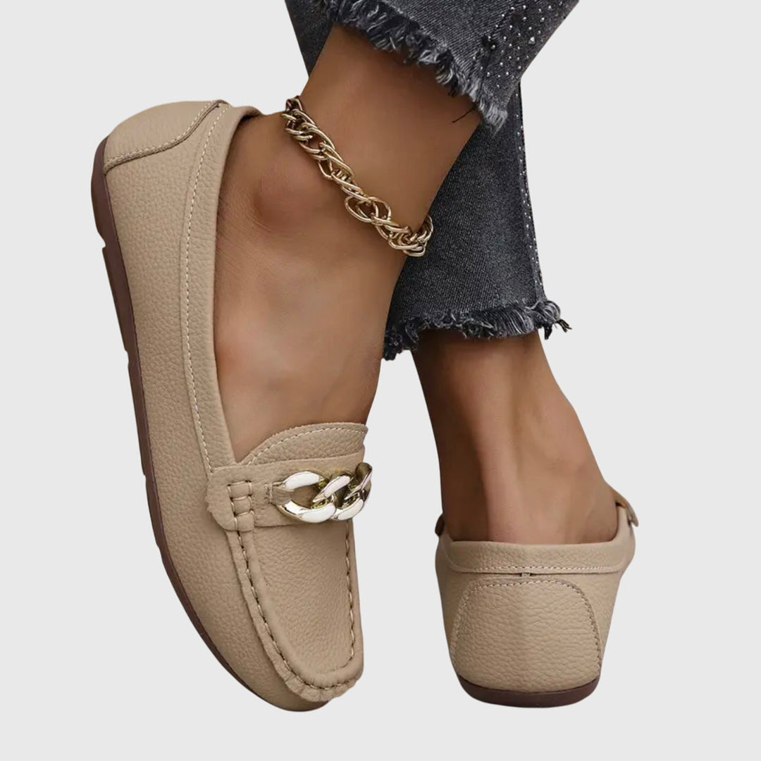 Top view of women's orthopedic loafers, highlighting the comfortable design and slip-on style.