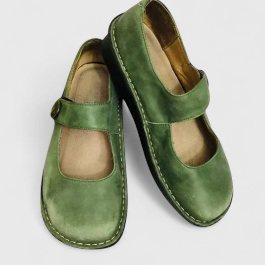 Women's orthopedic Mary Jane shoes with arch support & adjustable strap for therapeutic comfort.