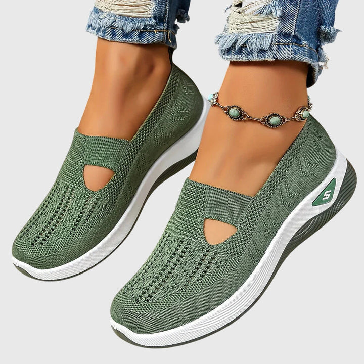 Women's orthopedic slip-on comfort shoes with arch support & foot pain relief.