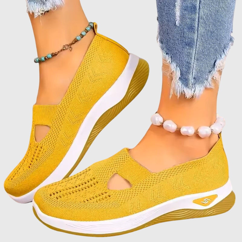 Foot pain relief women's slip-on shoes, featuring orthopedic arch support.