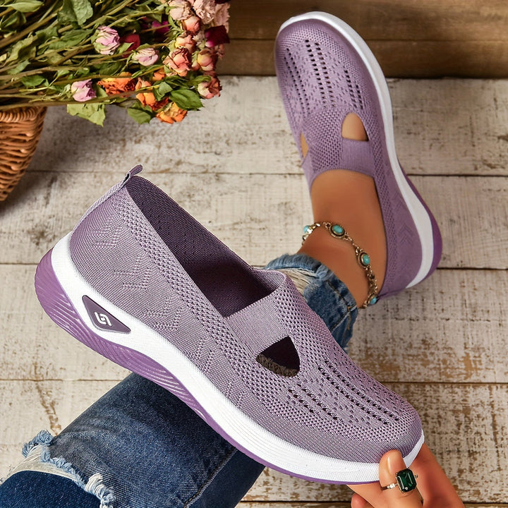 Ergonomic women's slip-on walking shoes, providing all-day orthopedic comfort & support.