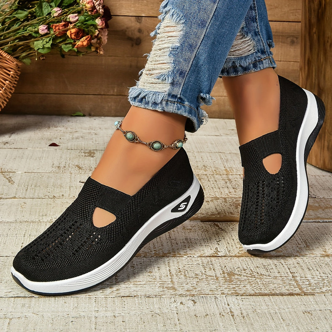Lightweight women's comfort shoes, slip-on design with orthopedic support for walking.