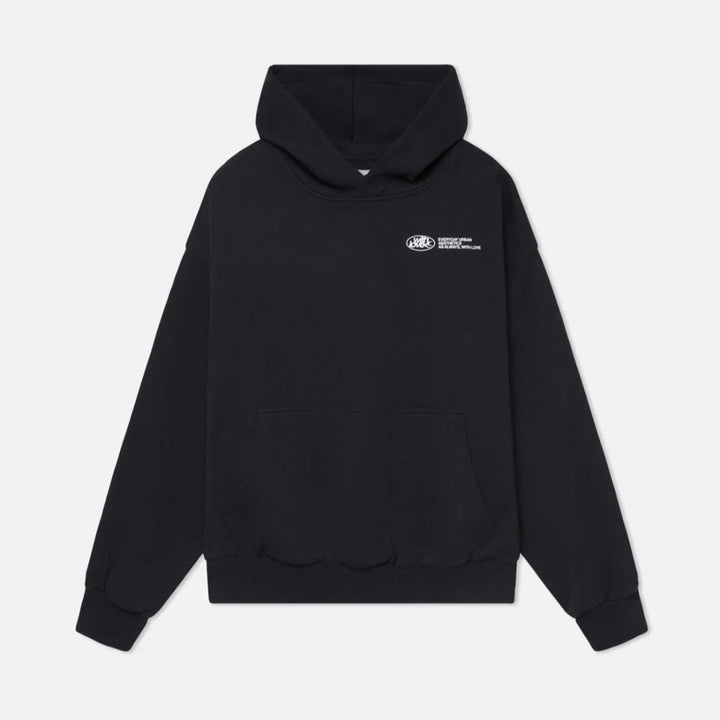 Trendy women's oversized graphic cropped hoodie, super cozy for casual fashion and everyday statement.