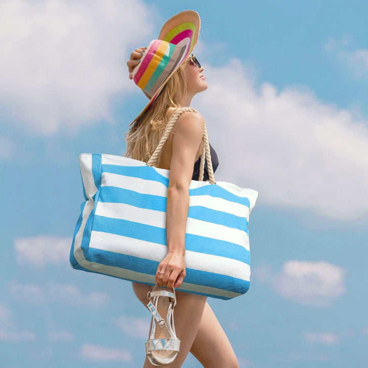 Sandproof oversized beach tote, protecting your items from elements.