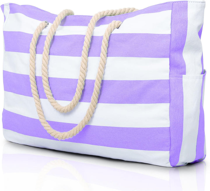 Fashionable waterproof beach bag for women, ideal for towels & sunscreen.