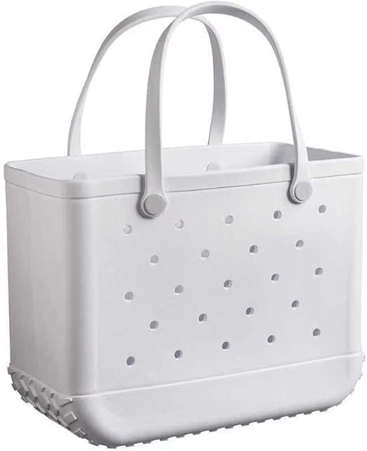 Women's colorful EVA beach tote bag, washable, waterproof, and vented for quick drying.