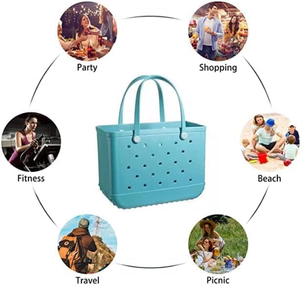 Vented EVA tote bag for women, great for beach, pool, or gym; waterproof and washable design.