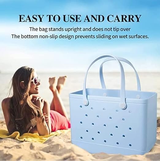 Summer women's EVA beach tote with vent holes, lightweight, waterproof, and sandproof.