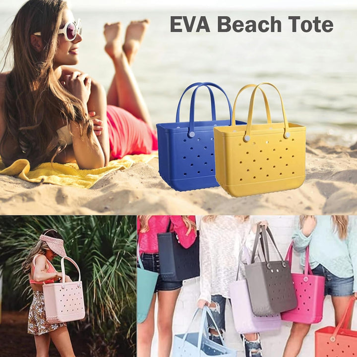 Washable EVA tote for women, large & vented, perfect as a beach, pool, or travel accessory.