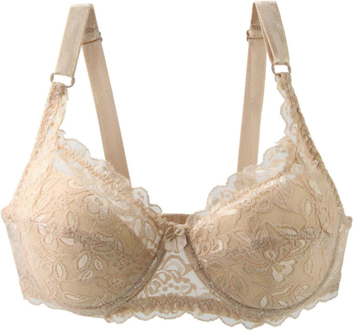 Comfortable plus-size underwire lace bra, offering full figure support for everyday wear.