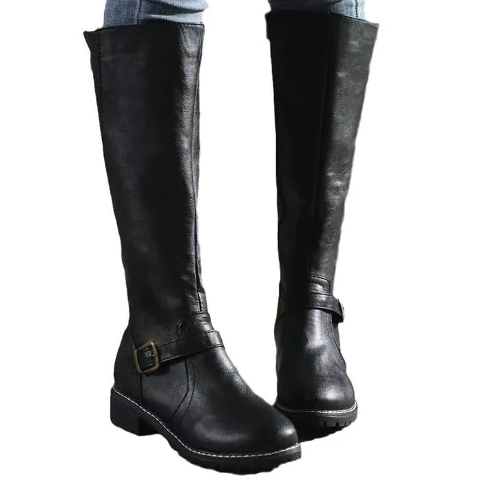 Pair of women's warm winter orthopedic leather boots, designed for ultimate comfort and support