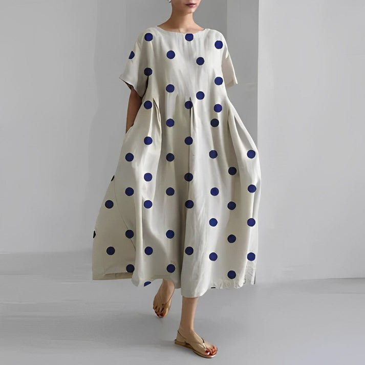 Back view of a women's bohemian floral midi dress, highlighting its relaxed and comfortable fit.