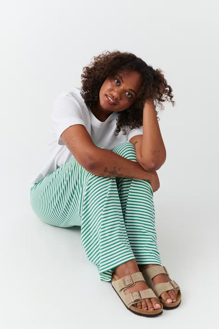 Everyday women's striped spring pants offering a comfortable, relaxed silhouette.